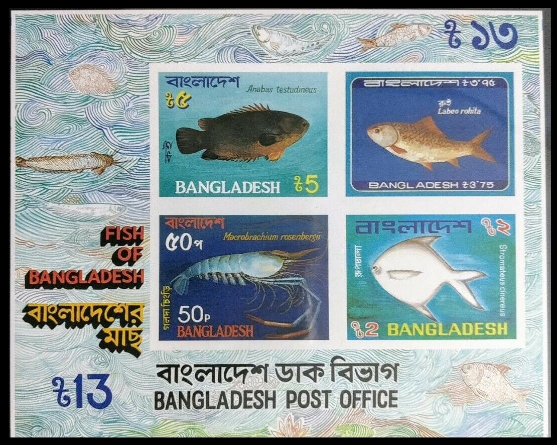 Bangladesh 1983 - Pesti, fauna marina, bloc ndt neuzat