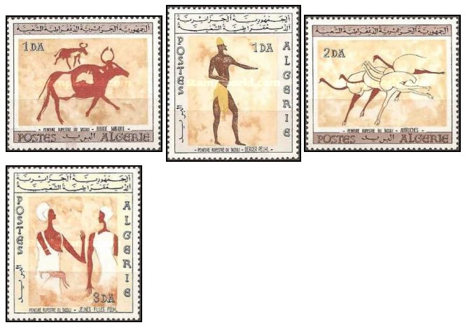 Algeria 1966 - Picturi rupestre Tassili-N-Ajjer serie neuzata