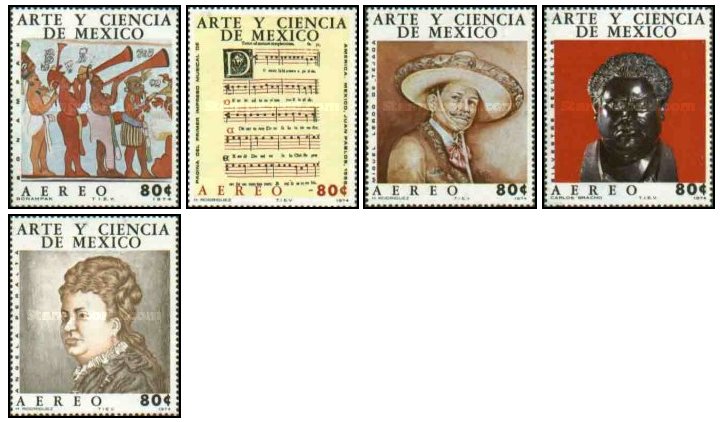 Mexic 1974 - Arta si stiinta Mexicana, muzicieni, serie neuzata