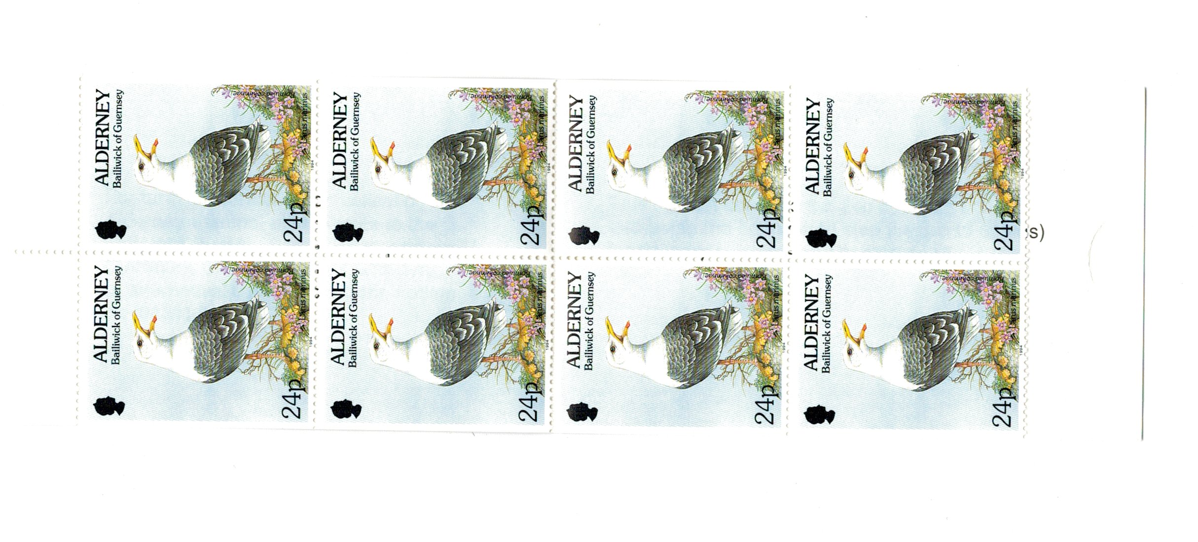 Alderney 1994 - Pasari, 8 timbre in carnet