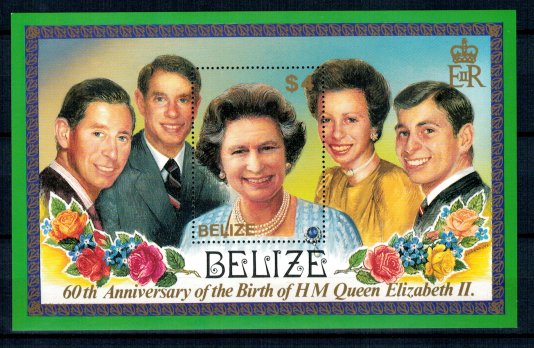 Belize 1986 - Regina Elisabeta II, aniv. 60 ani, colita neuzata