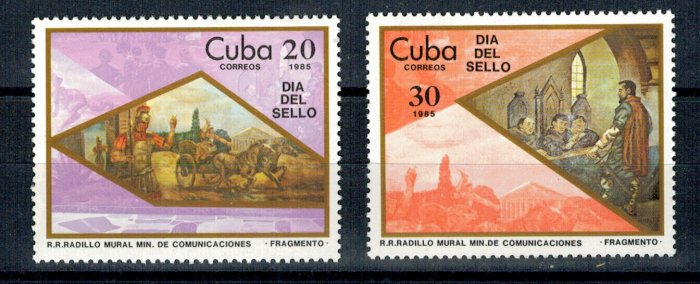 Cuba 1985 - Ziua marcii postale, pictura, arta, serie neuzata