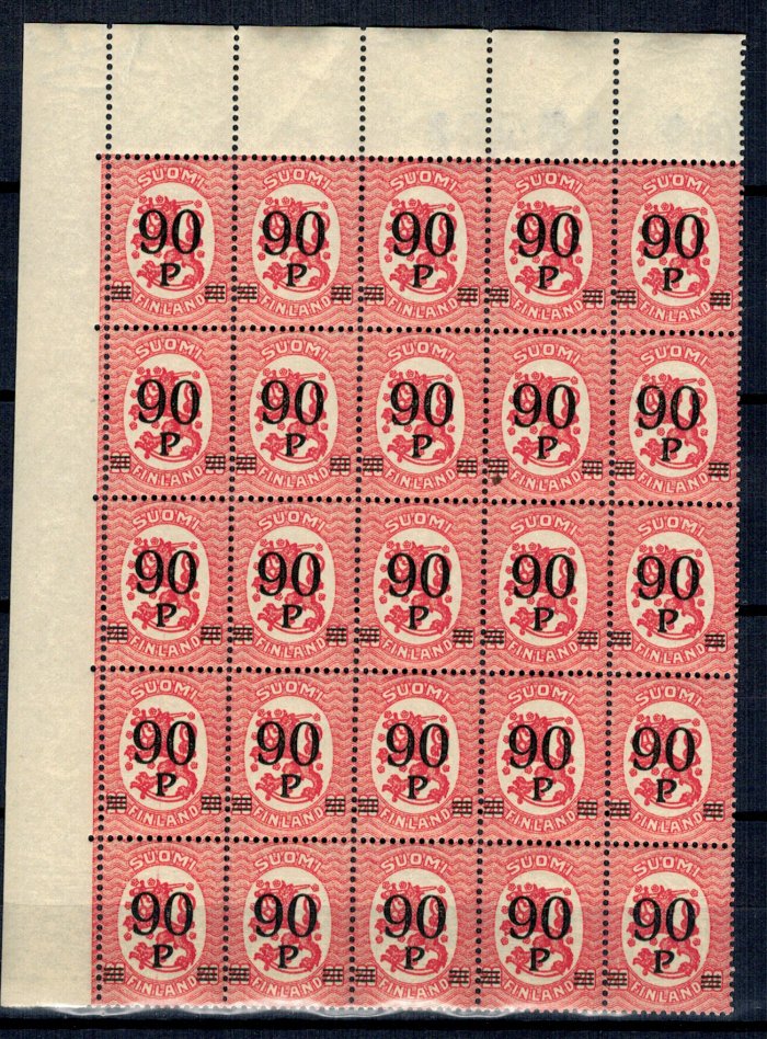 Finlanda 1921 - Mi109 bloc de 25 neuzat