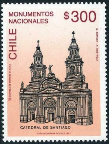 Chile 1991 - Monumente, Catedrala din Santiago, neuzata