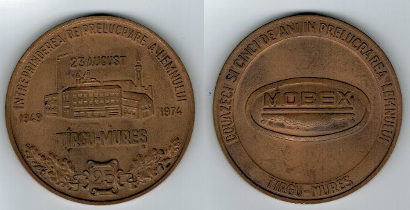 Romania 1974 - Medalie MOBEX Tg. Mures 25 ani