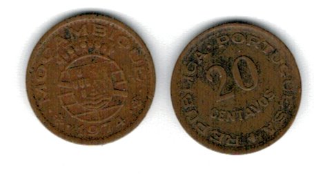 Mozambic 1974 - 20 centavos, circulata