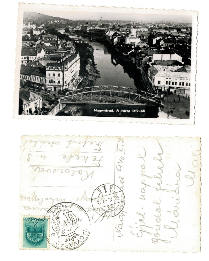 Oradea 1940 - Ilustrata, stampila speciala VISSZATERT