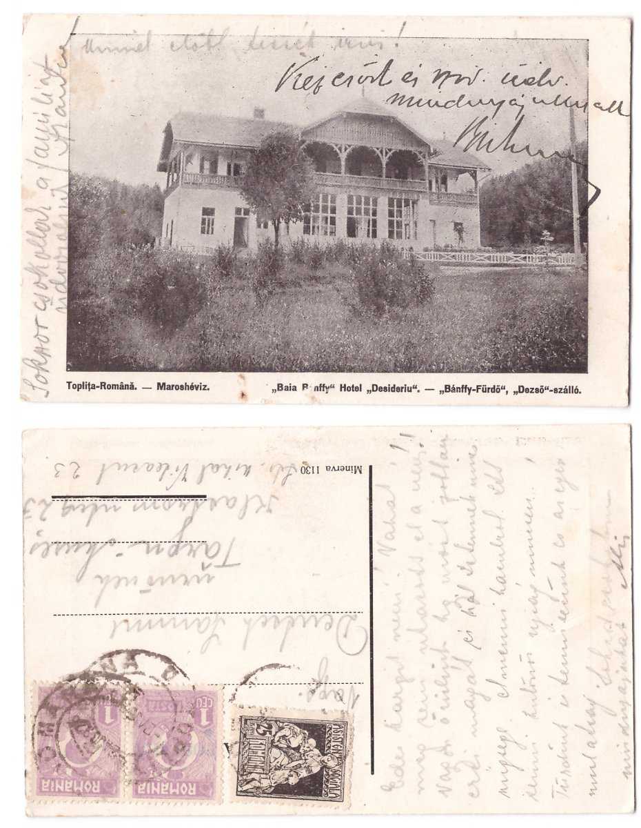 Toplita 1926 - Hotel Desideriu, ilustrata circulata