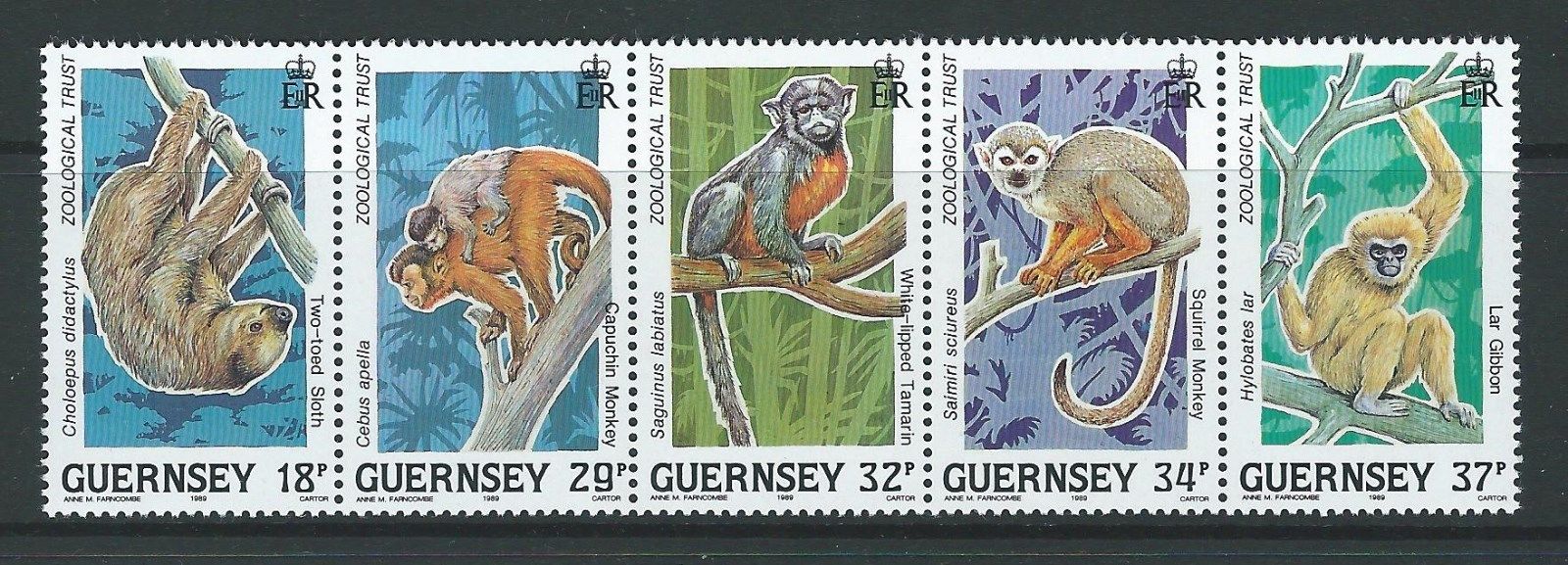 Guernsey 1989 - Animale, maimute, serie neuzata