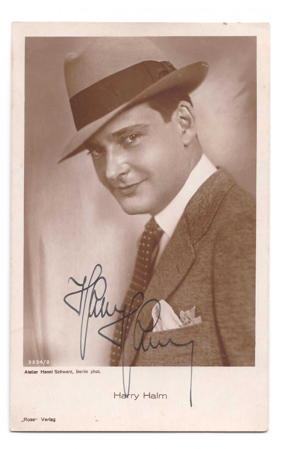 actor Harry Halm, carte postala cu autograf original