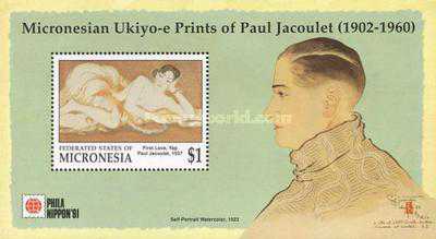 Micronesia 1991 - Paul Jacoulet, pictura, colita neuzata