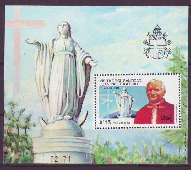 Chile 1987 - Vizita Papei Ioan Paul II colita neuzata