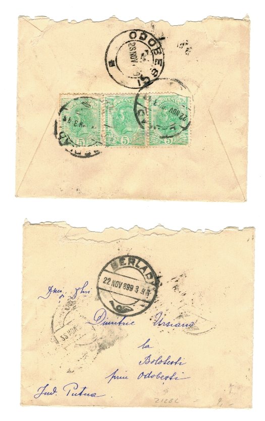 Romania 1899 - Plic circulat Barlad-Odobesti