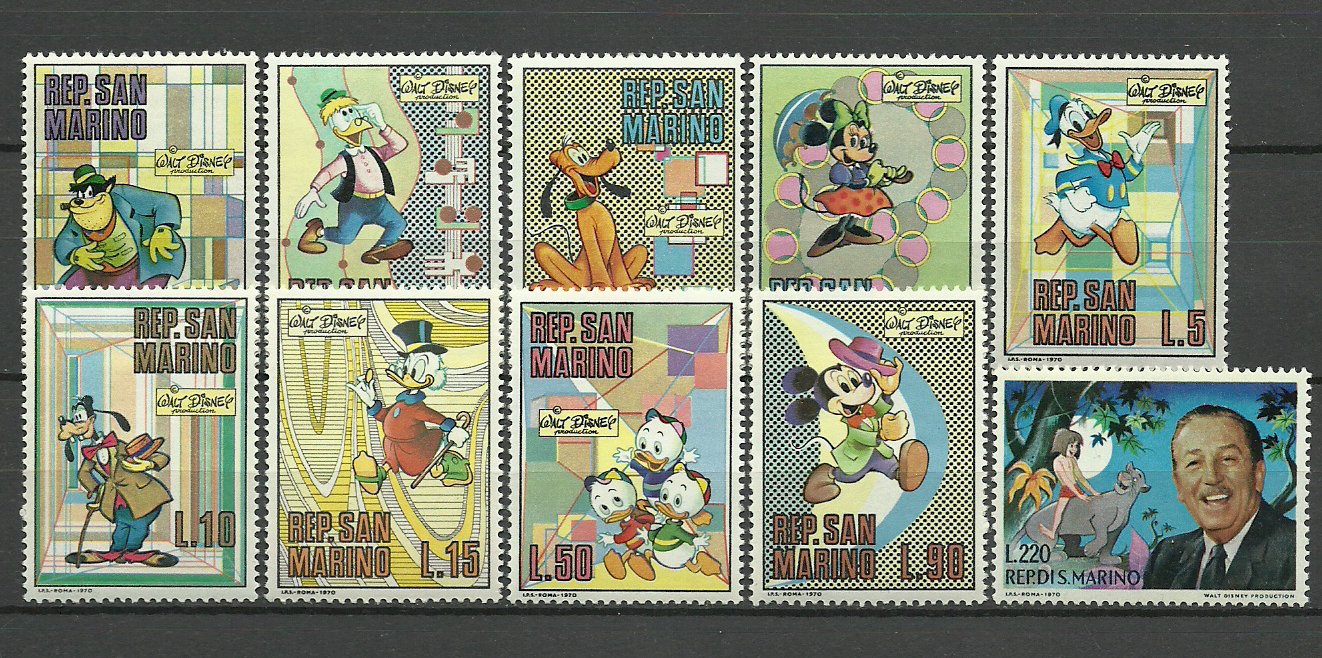 San Marino 1970 - Walt Disney, desene animate, serie neuzata